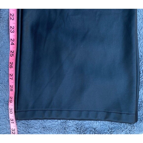 Asos Design Curve black stretch Faux leather look flare pants Matrix Goth Sz 16 - Picture 10 of 16